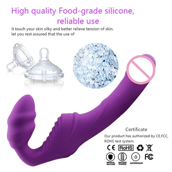 Dual motor Strapless Strap on Realistic Dildo Vibrator Massager Lesbian Both Head G-Spot Stimulate Clitoris Sex Toy for Couples 6