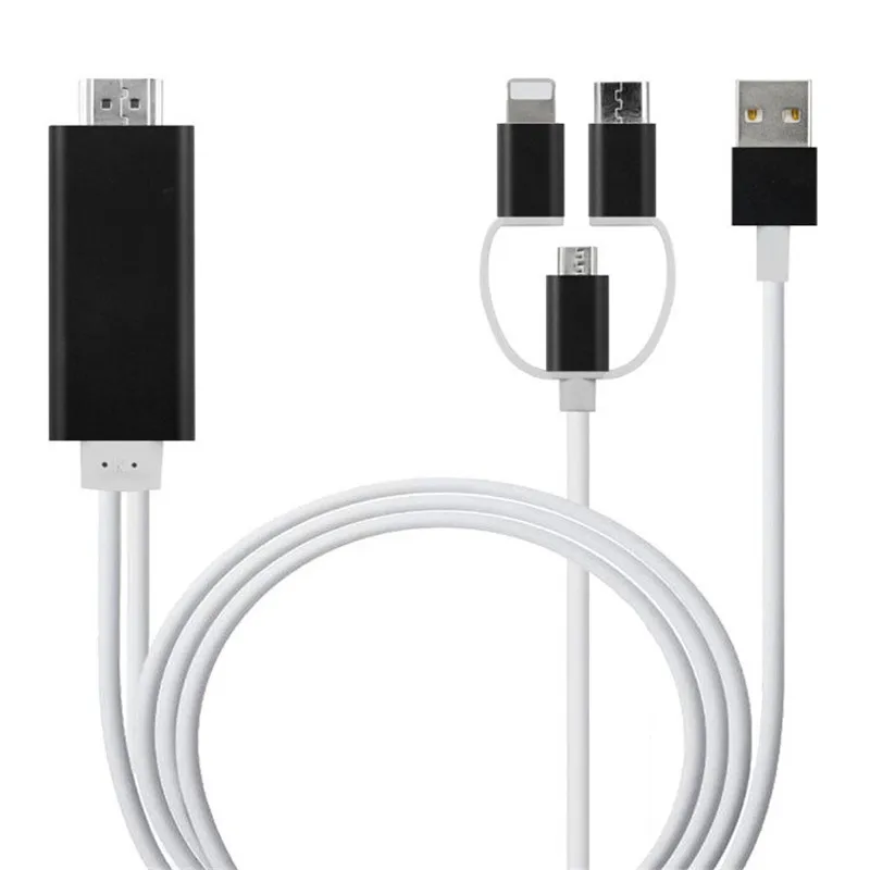 

3 in 1 Phone to HDMI Cable Mirroring Cellphone Screen to TV/Projector/Monitor Adapter 1080P for iOS and Android Phones