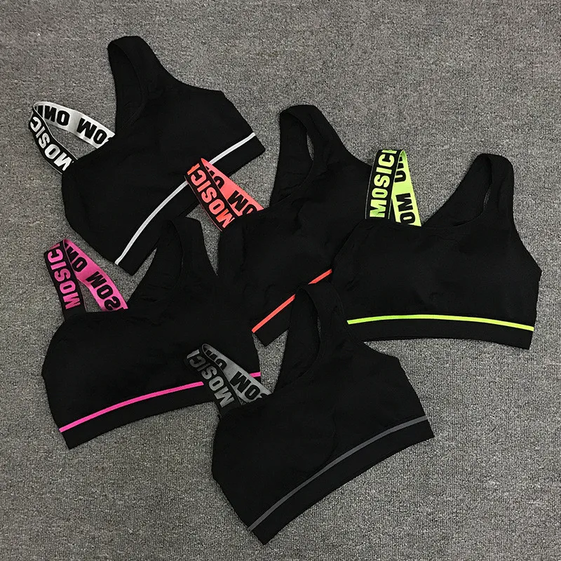 New Letter Cut Out Sports Bra Women Fitness Yoga Push up Gym Padded Sports Top Athletic Sexy Workout Running Clothing P165