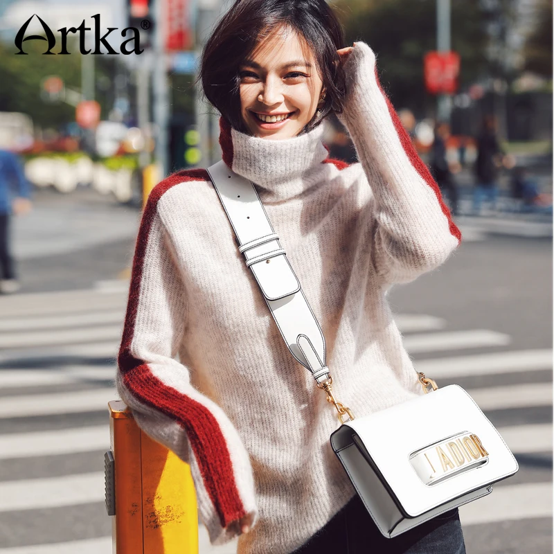 

ARTKA 2018 New City Series Autumn&Winter Hit Color Wool Contained Turtle Neck Pullover Sweater JS17013
