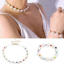 New Vintage Summer Necklace for Women Oval Pearl Colorful Beads One Layer Chain Necklace Female Jewelry Accesorios 2019 Collares New Vintage Summer Necklace for Women Oval Pearl Colorful Beads One Layer Chain Necklace Female Jewelry Accesorios 2019 Collares