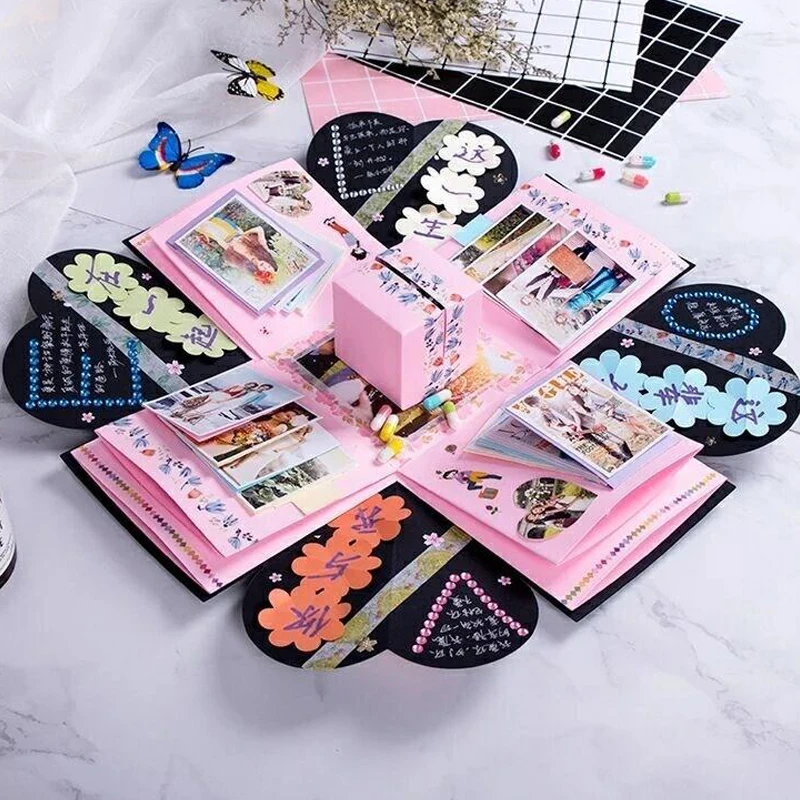 

DIY Photo Explosion Gift Box Unique Design Paper Surprise Birthday Party Fashion Creative Black