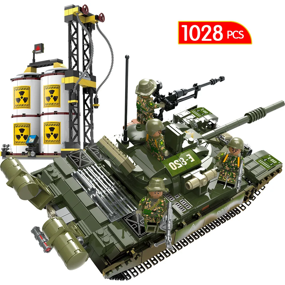 

1028pcs Military Series T-72 Main Battle Tank Compatible Legoingly WW2 Army Soldier Building Blocks Toy for Boys Gifts