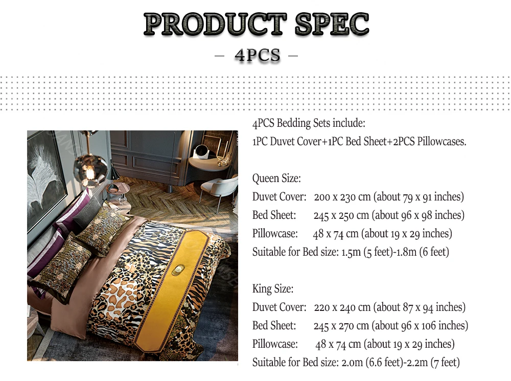Flash Deal High Quality 100% Cotton 4pcs Bedding Sets Leopard Printed Bed Linen Set Queen King Size Adult Duvet Cover Bed Sheet Set 100S 8