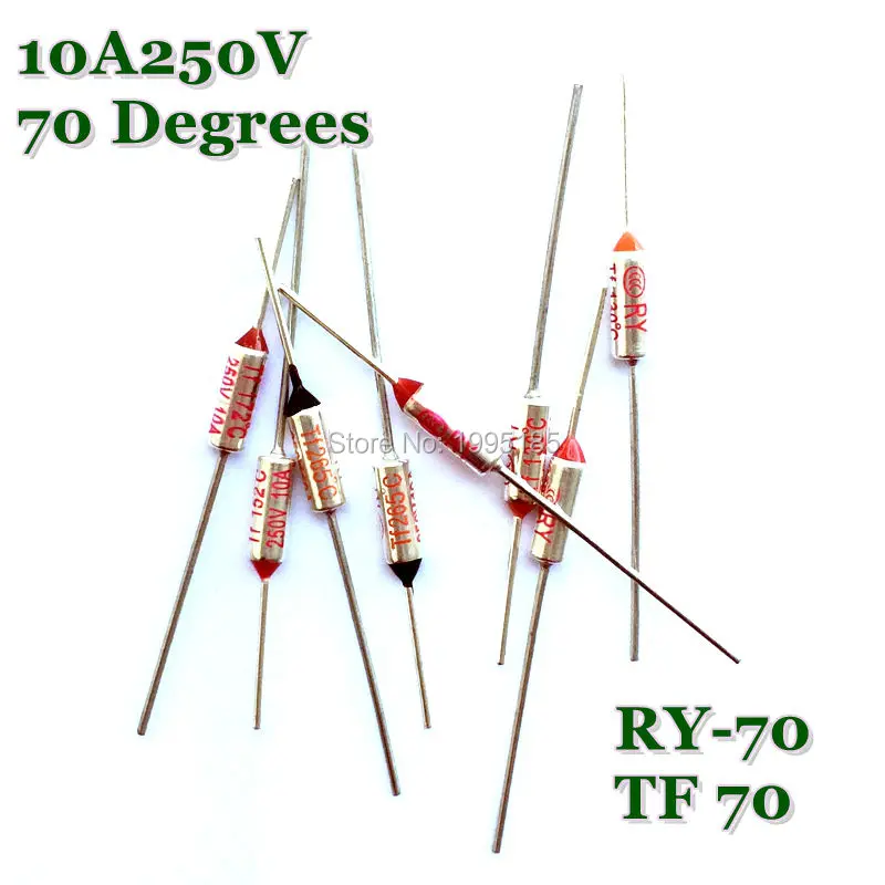 RY 10pcs/lot New Micro thermal fuse 10A250V 70 Degrees Tf 70 C Mini