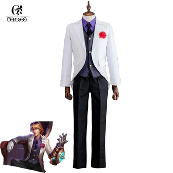 

ROLECOS Game LOL Cosplay Costume Explorer Ezreal Costume Light Deacon Suits for Men Cosplay Costume Uniforms Full of Sets