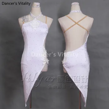 

New Sexy dress latin dance clothes for women latin dance stones sleeveless dress girls latin dance dress Cha-cha dance dress