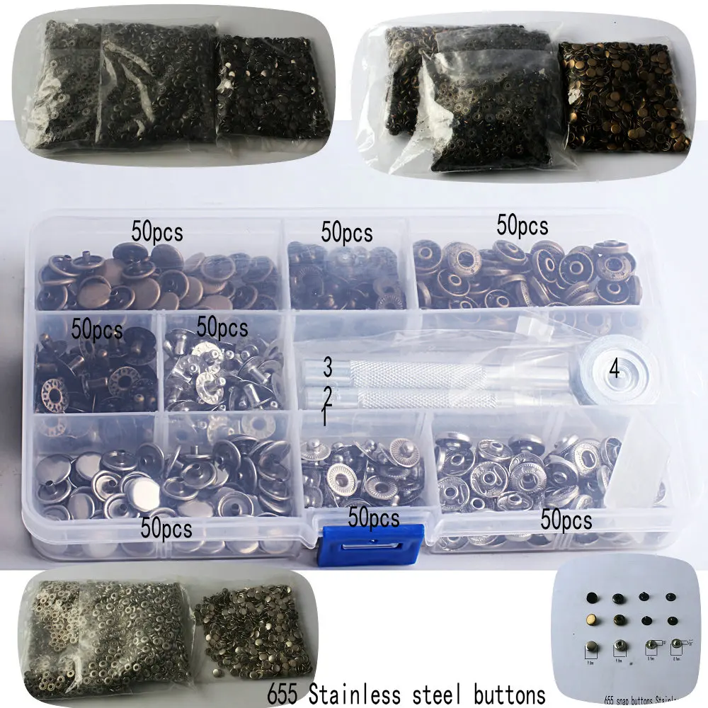 

655 Stainless steel snap buttons 10mm metal combined button Factory outlet price