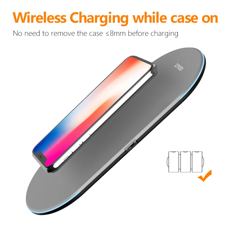 Беспроводное зарядное устройство OISLE Qi для samsung Galaxy S9 S8 Note 9 iPhone Xs Max X 8 Plus 10 Вт 3 катушки беспроводной быстрой зарядки