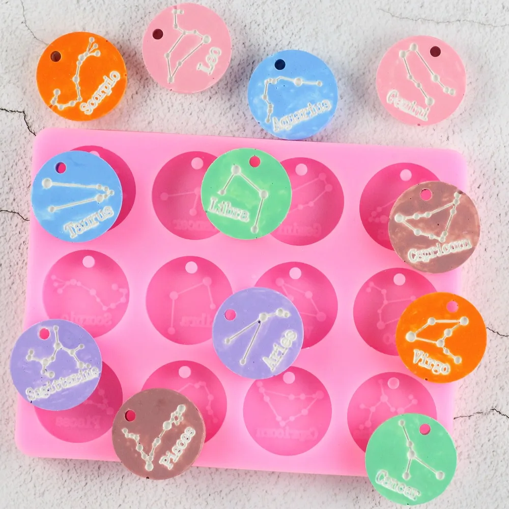 

Twelve Constellations Silicone Mold Chocolate Candy Molds DIY Party Fondant Cake Decorating Tools Cupcake Cookie Baking Moulds