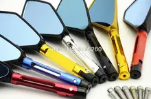 Nuevo 1 Par Universal 8mm/10mm Tornillo CNC de Aluminio de La Motocicleta Espejo Retrovisor Espejos Laterales de La Motocicleta Accesorios Azul vidrio