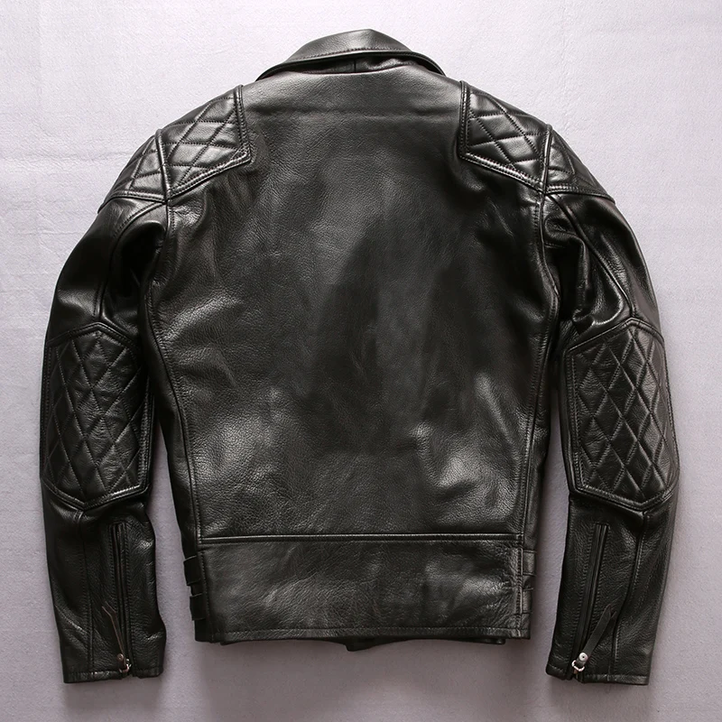 Flash Sale 98152 european big size high quality super genuine cow leather motor rider jacket mens big size cowhide leather jacket
