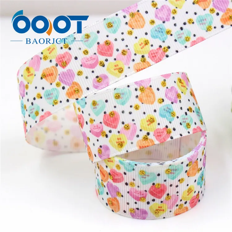 OOOT BAORJCT G-18808-878, 10 ярдов 25 мм Золотой блестящий напечатанный grosgrain лента DIY головной убор Свадебная подарочная упаковка материал - Цвет: G-18808-879