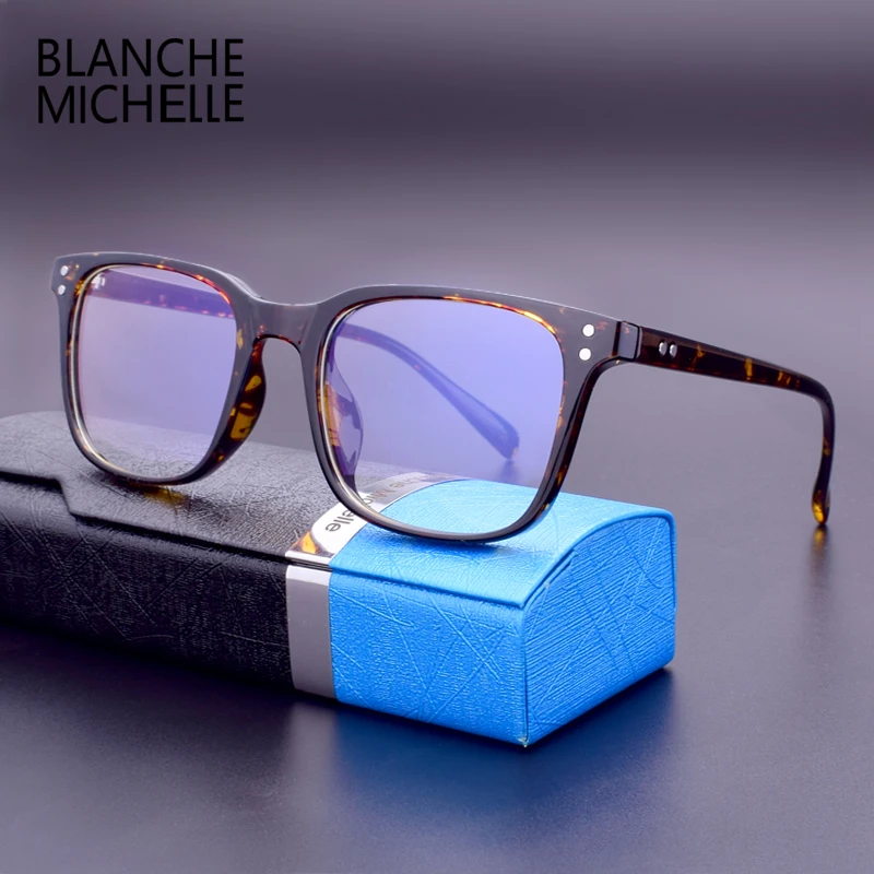 Blanche Мишель 2019 квадратных TR90 кадр очки Для женщин мужчин ретро анти синий