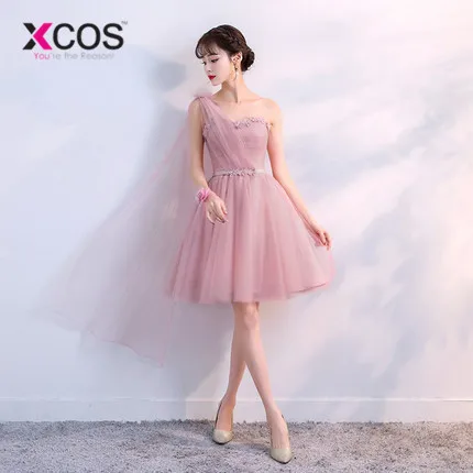 XCOS 6 стилей Бледно-розовый невесты платья короткие кружевные Дешевые Формальные Пром Платья для вечеринок Vestidos De Noiva; Robe De Mariage