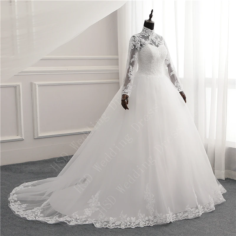 US $79.80 Long Sleeve Lace Zipper Charm Button Muslim New White Wedding Dress 2021 Illusion Bride Gown Vintage Vestido De Noiva Plus Size