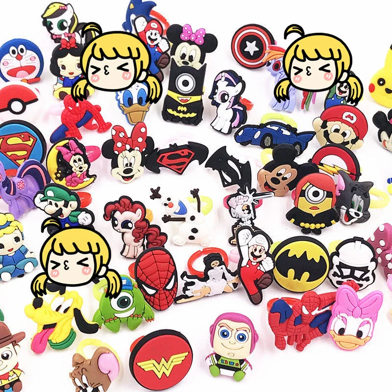 10pcs Girls Boys Cartoon Avengers Princess Minnie Mickey finger Rings Children Kids Jewelry Party cosplay Gift