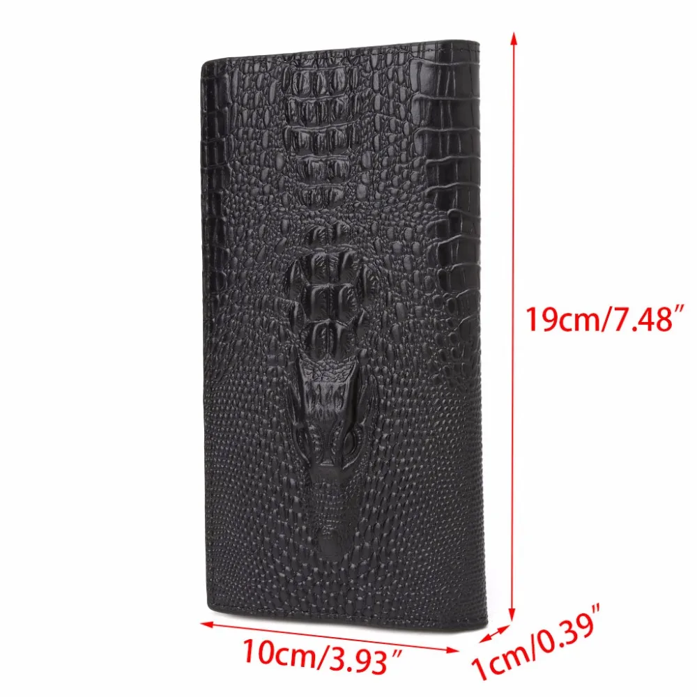 Thinkthendo الرجال الجديد 3d التمساح محفظة bifold بطاقة الهوية حالة حامل محفظة طويلة محفظة رجالى فاخرة ماركة 3 اللون