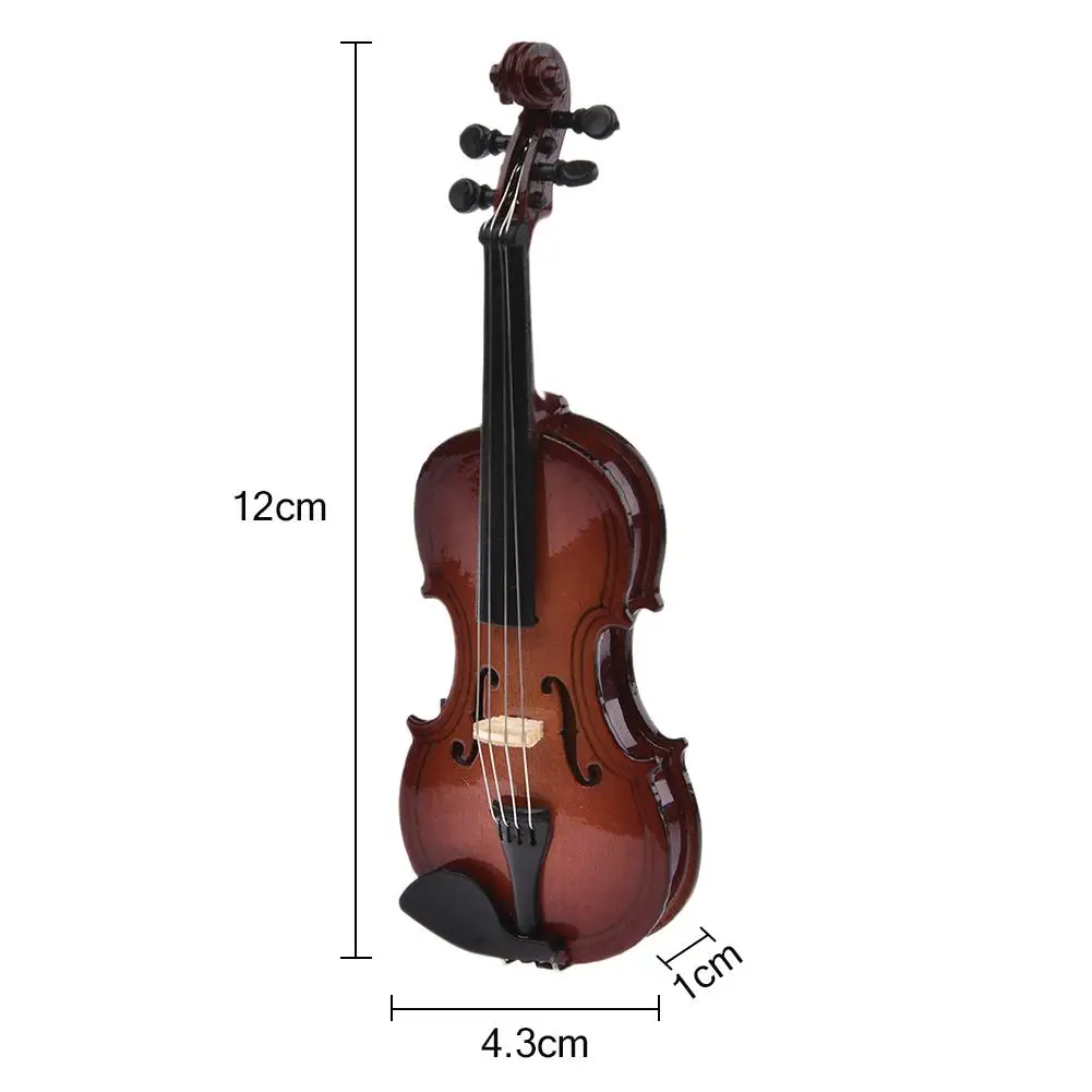 Miniature Wooden Violin Model Replica With Case Stand Musical