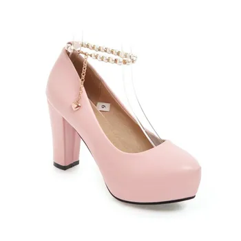 

In the spring of 2018 the new fashion beaded thick with high 43 women's shoes with 40-18123