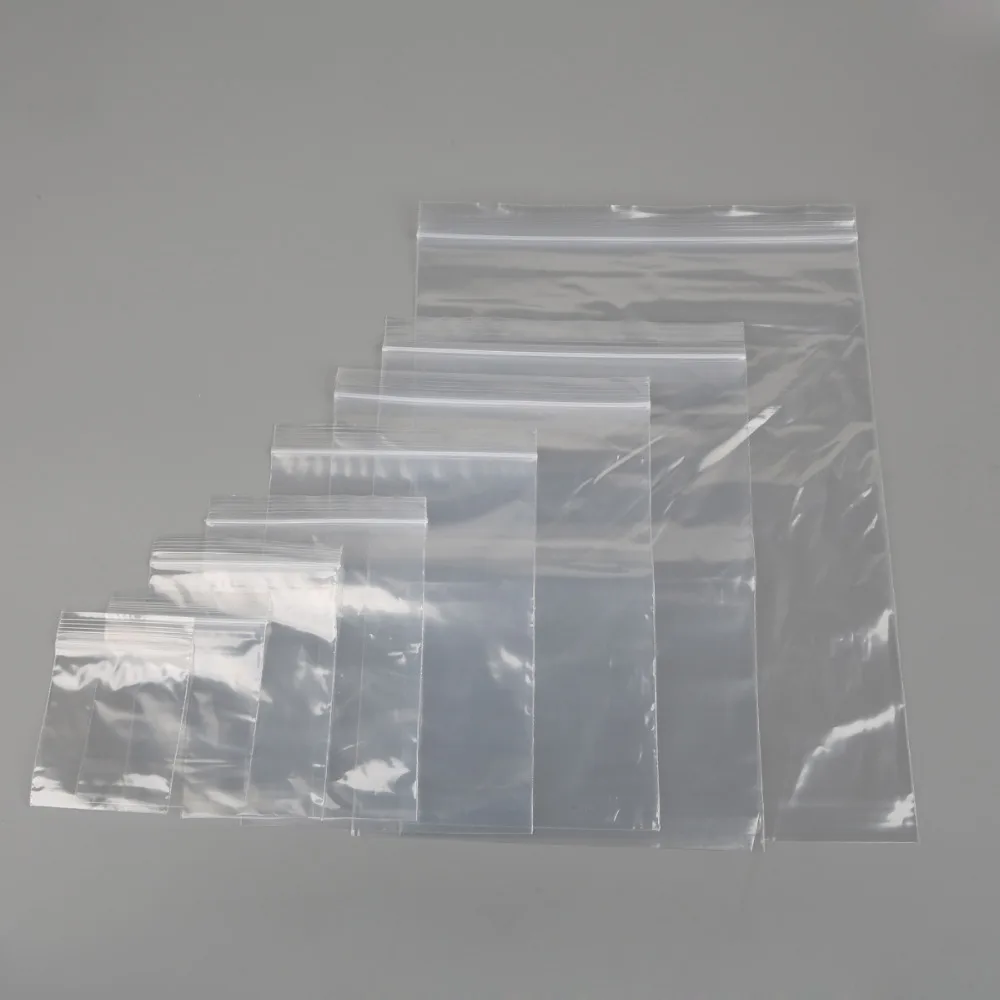 

100Pcs Multisize Zip Lock Bags Transparent Poly Bag Reclosable Plastic Small Baggies Gift Bag Jewelry Packaging Bags