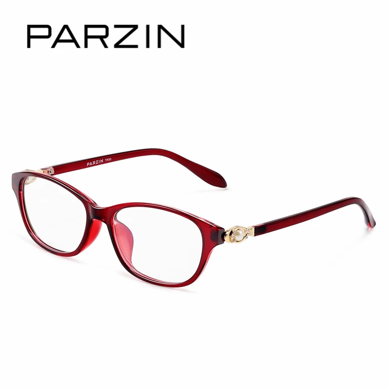 PARZIN, Женская оптическая близорукость, очки, оправа с прозрачными линзами TR90, модные квадратные очки по рецепту, аксессуары - Цвет оправы: Wine Red