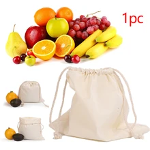 Портативные хлопковые мешки, сумка на шнурке, сумки для хранения фруктов и сумка для овощей, дорожные сумки для хранения 8A2144