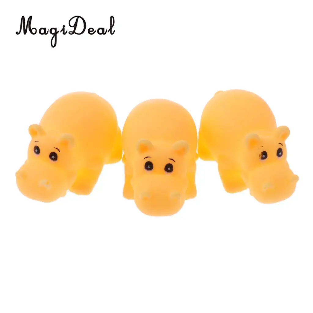 4x Lovely Rubber Squeaky Hippo Family Kids Children Baby Toddler Bath Bathing Toy Swimming Beach Water Fun Toy