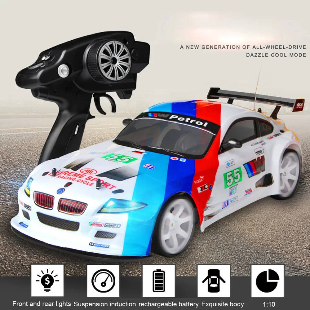 1:10 RC автомобиль 70 км/ч пульт дистанционного управления 4WD Двойной аккумулятор
