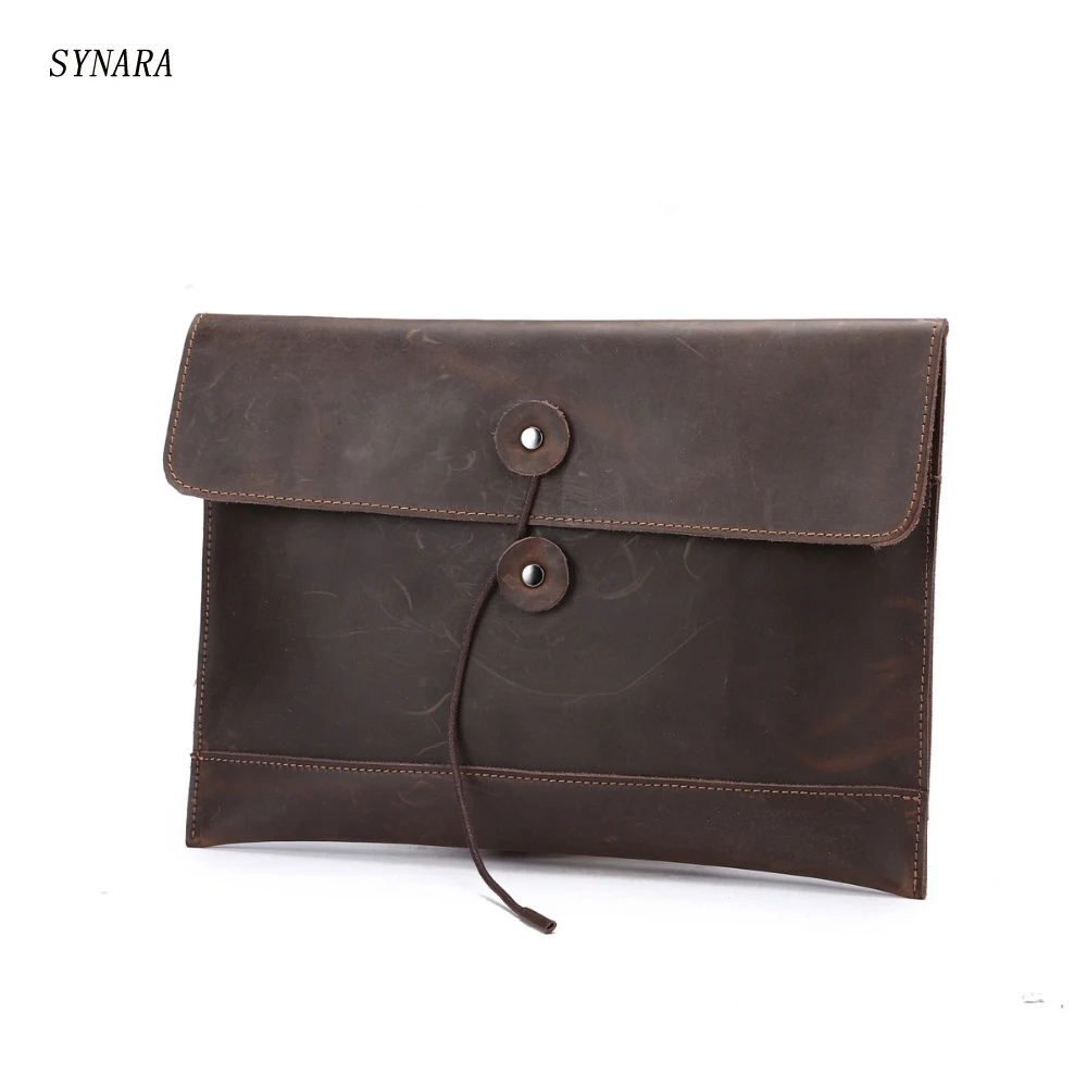 100 Genuine Leather men briefcase casual Hasp envelope bag business men messenger bags men