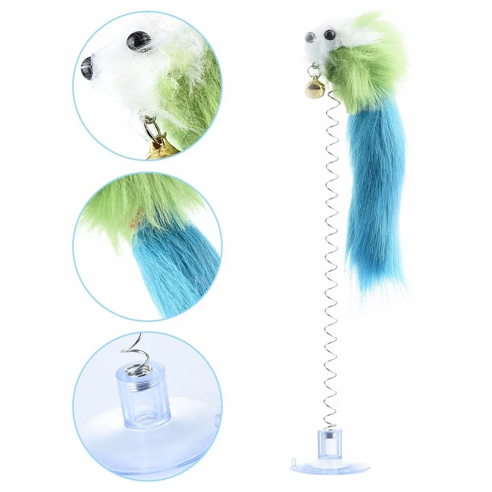 Cats toys 20cm sucker spring mouse cat to light and durable,Can be
