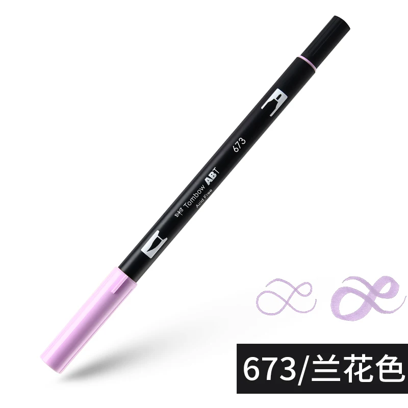Японская кисть Tombow маркеры двойные акварельные художественные ручки надписи каллиграфия ручка кисть канцелярские принадлежности манга принадлежности для скрапбукинга - Цвет: 673 Orchid