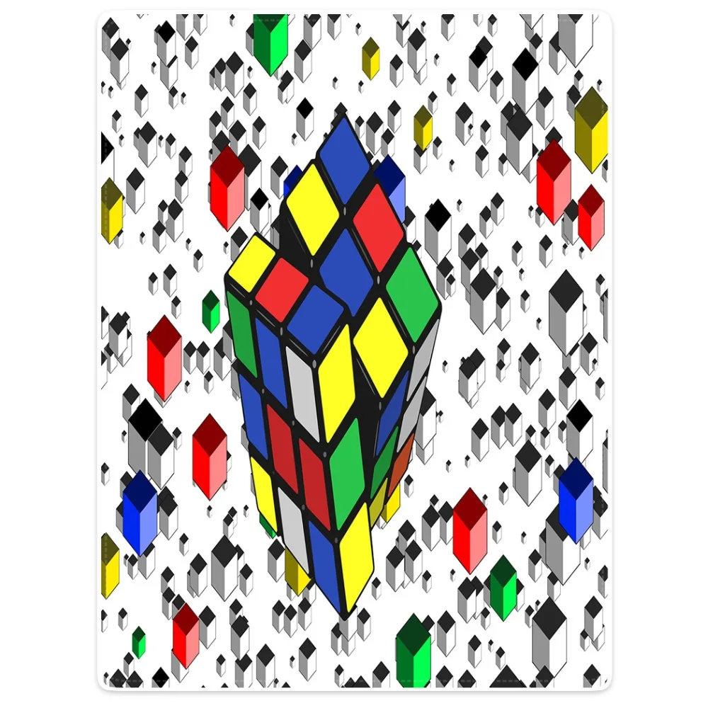 

HommomH 60"X80" Blanket Throw Comfort Warm Soft Plush Throw For Sofa Colorful Rubik'S Cube