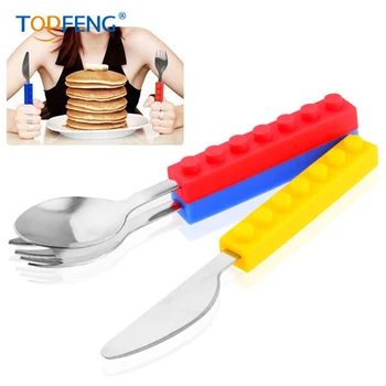 

TopFeng Portable Silicone Stainless Steel Tableware Set Travel Kids Adult Cutlery Fork Picnic Set