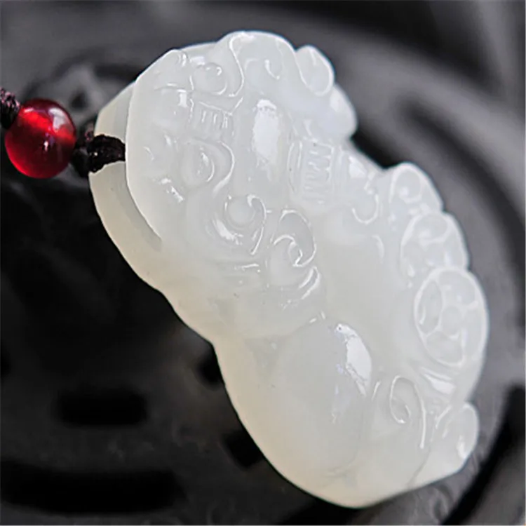 

Natural white jade Afghan pendant Male and female models natural jade lucky pendant