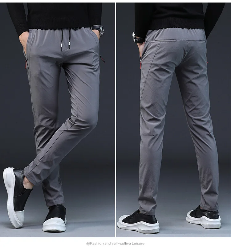 Брюки мужские зимние тонкие однотонные простые универсальные корейские шнурки для отдыха брюки для отдыха мужской кошелек досуг Harajuku