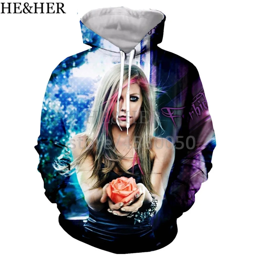 

singer Avril Lavign 3D printed men hooded hoodie sweatshirt fashion graphic hoodie casual streetwear pullover hoodie