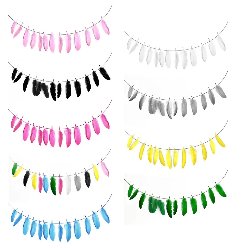 

2M Wedding Garlands Pull Flag Banners Kids Room Christmas Party Decoration Multicolor Feather Ceremony Room Layout