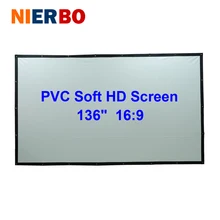 136 pulgadas Suave Pantalla de Proyección Negro Cortina De Película de PVC Pantalla Rápida del Doblez con Ojales para Cine En Casa la Educación de Negocios