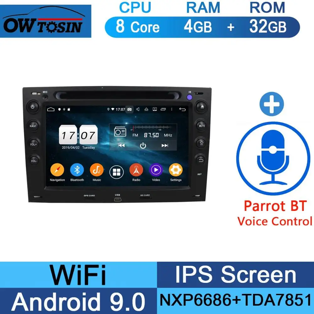 " ips 8 ядерный 4 Гб ram+ 64 Гб rom Android 9,0 автомобильный DVD радио gps для Renault Megane 2 ii 2003 2004 2005 2006 2007 2008 2009 DSP CarPlay - Цвет: 32G Parrot BT