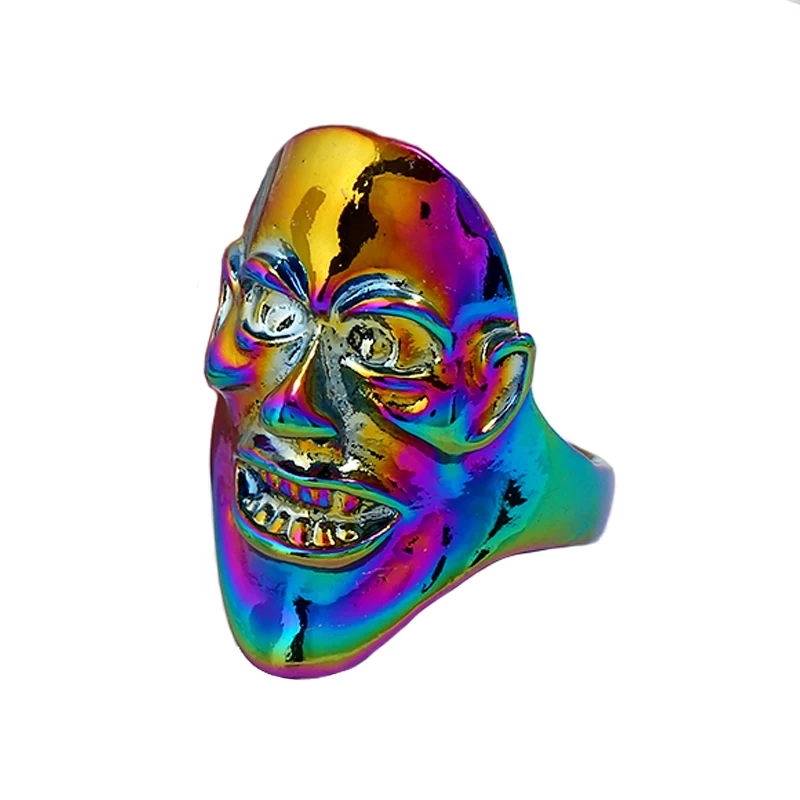 

Punk human face Mask Ring for Men Jewelry Punk Biker Vintage Male Cool Silver Antique Gold Colorful Finger Rings