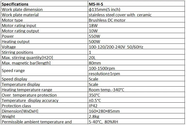 Магнитная плита мешалка, нержавеющая сталь с керамическим покрытием плита, температура нагрева 340C, Dlab MS-H-S, Макс. Объем 20л