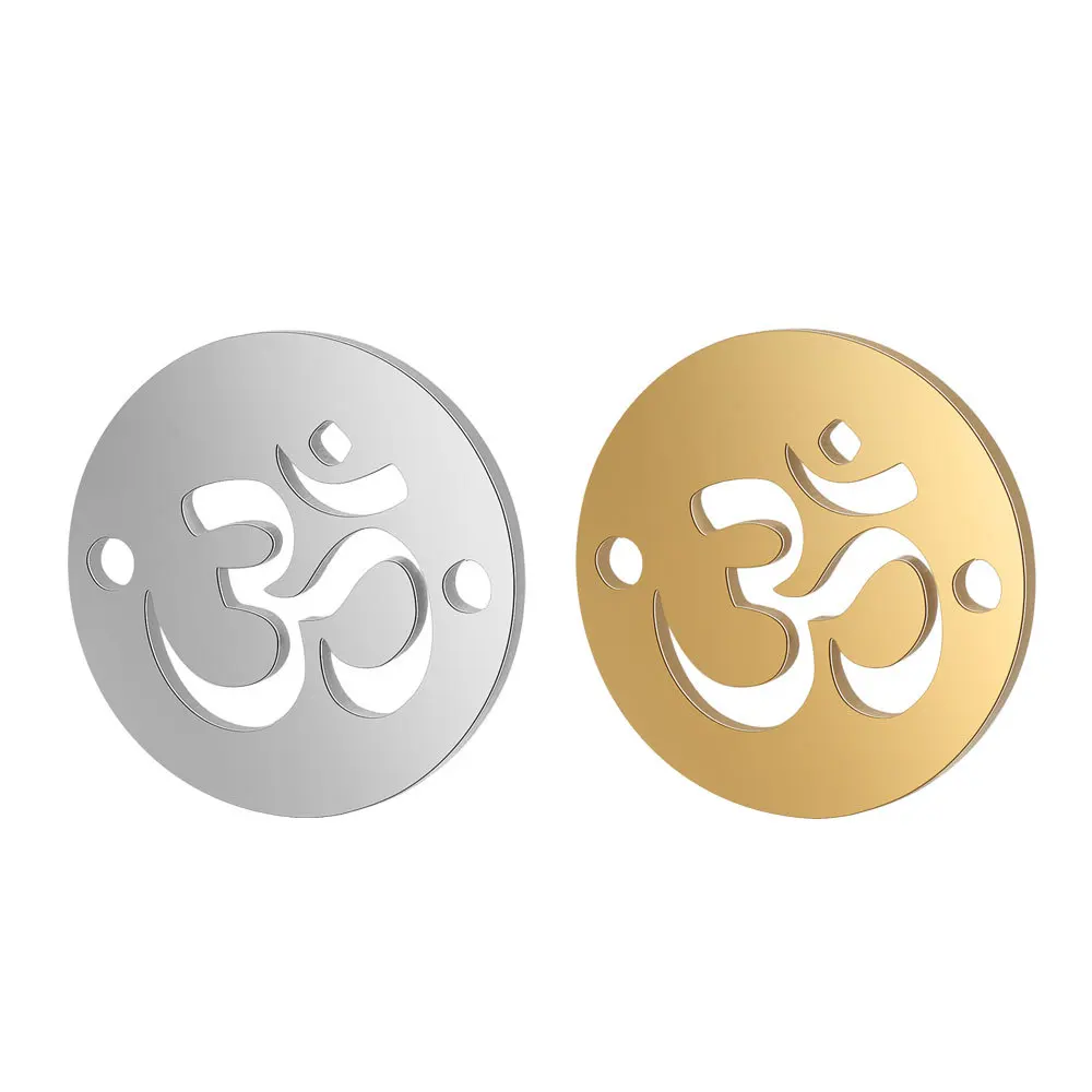 

10pcs/lot 316L Stainless Steel Double Sided Polished Hollow Out OM Yoga Charm Connector Fit DIY Handmade Jewelry Findings Crafts