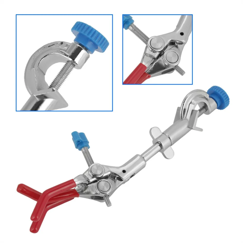 Регулируемый трех-зубец поворотный колба зажим лаборатория тестовая трубка конденсаторный лабораторный держатель
