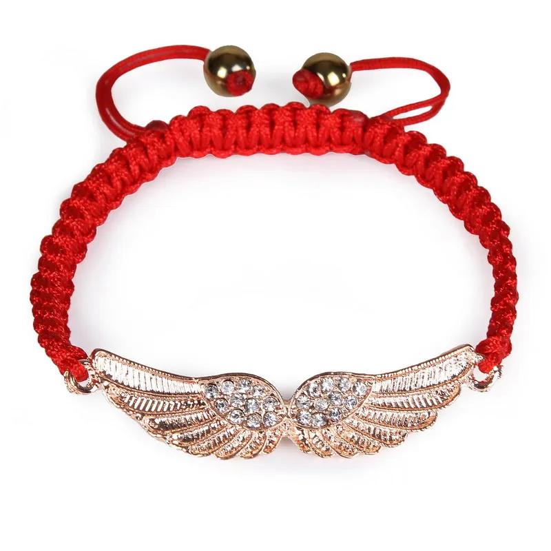 Лидер продаж! Новые модные браслеты женские очаровательные браслеты популярные DIY плетение Крылья ангела кулон Strand браслеты с перьями pulsera - Окраска металла: Red