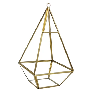 

Decorative Crystal Tranparent Flower Glass Vase Geometric Shape Fashion Ornament for Home Wedding-Glass + metal 12 x 12 x 24cm