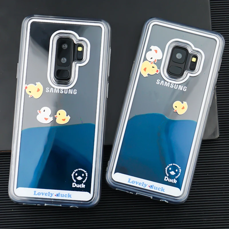 Чехол для Samsung Galaxy S9 S10 Plus E lite с милым плавным желтым утиным пухом жидкая задняя