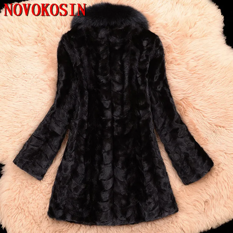 S-3XL Ladies Thick Long Fur Coat Winter Warm Plus Size Open Stitch Slim Plush Coat 2018 Women Faux Fur Neck Black Cardigan