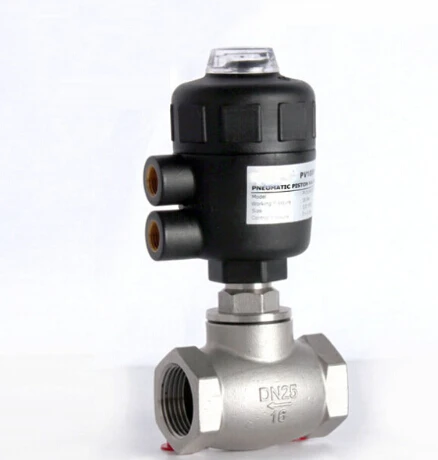 

1" inch 2/2 way pneumatic globe control valve angle seat valve normally closed 50mm PA actuator