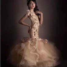 Винтажное платье для выпускного бала цвета шампанского; блестящие пышные платья русалки для девочек; платья для выпускного бала для особых случаев